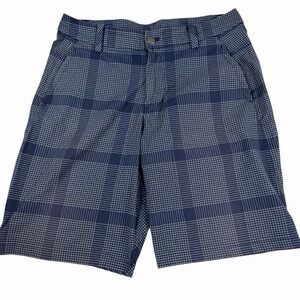 Lululemon Kahuna 2.0 Chino Golf Shorts Blue Plaid Mens Sz 34 Athletic Flat-Front